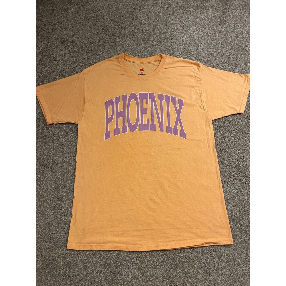 Hanes Phoenix Graphic T-Shirt Mens Large Orange Short Sleeve Excellent Cotton